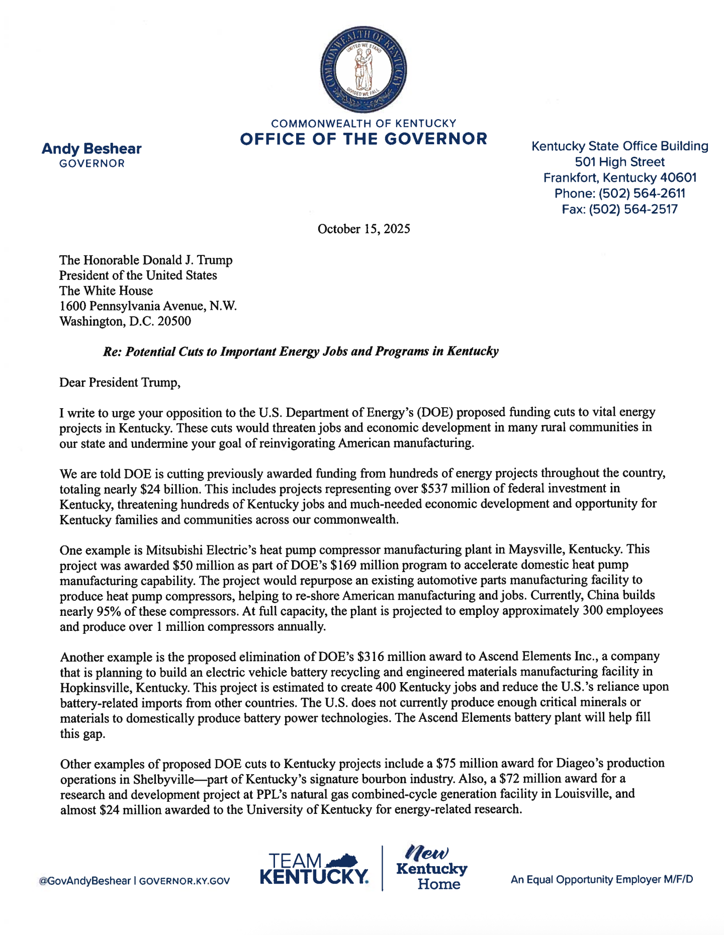 Gov Andy Beshear fights federal cuts that could cost Kentucky more than 700 jobs